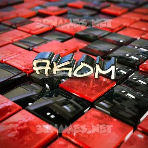 akom in Red Checkered style - 3D name wallpaper