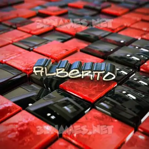 alberto in Red Checkered style - 3D name wallpaper