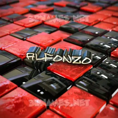 alfonzo in Red Checkered style - 3D name wallpaper