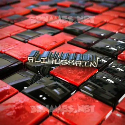 alihussain in Red Checkered style - 3D name wallpaper