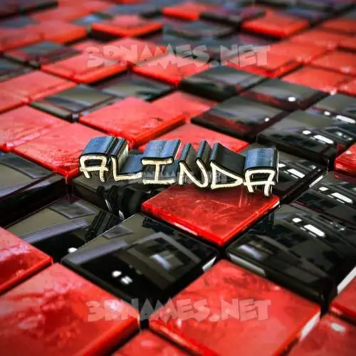 alinda in Red Checkered style - 3D name wallpaper