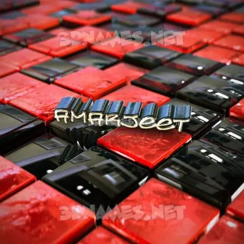 amarjeet in Red Checkered style - 3D name wallpaper