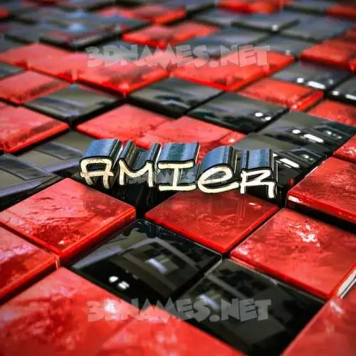 amier in Red Checkered style - 3D name wallpaper