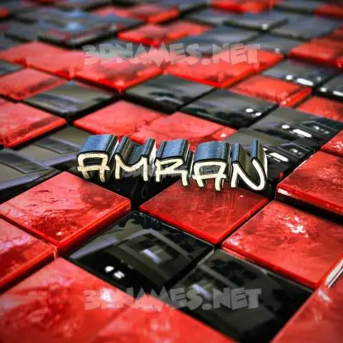 amran in Red Checkered style - 3D name wallpaper