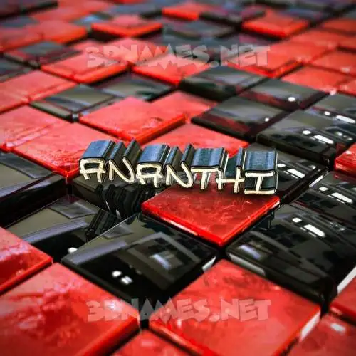 ananthi in Red Checkered style - 3D name wallpaper