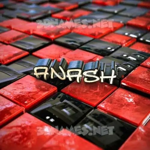 anash in Red Checkered style - 3D name wallpaper