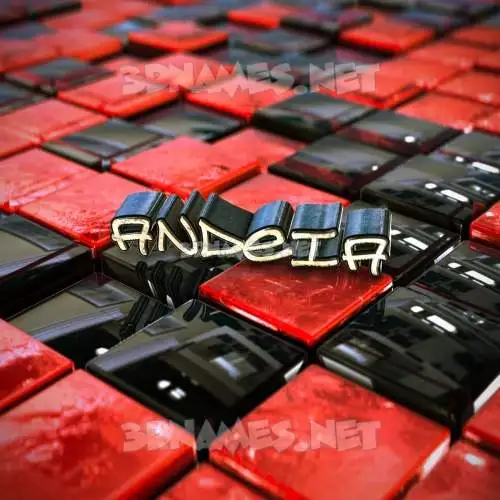 andeia in Red Checkered style - 3D name wallpaper