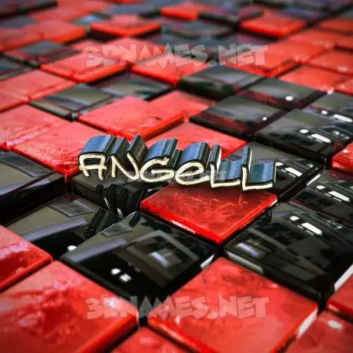 angell in Red Checkered style - 3D name wallpaper