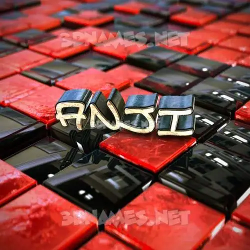 anji in Red Checkered style - 3D name wallpaper