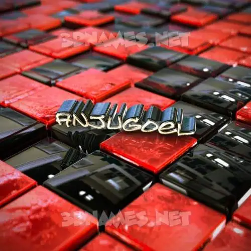 anjugoel in Red Checkered style - 3D name wallpaper