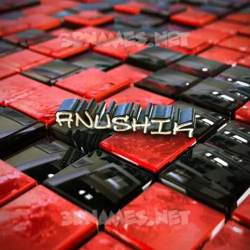 anushik in Red Checkered style - 3D name wallpaper