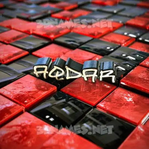 aqdar in Red Checkered style - 3D name wallpaper