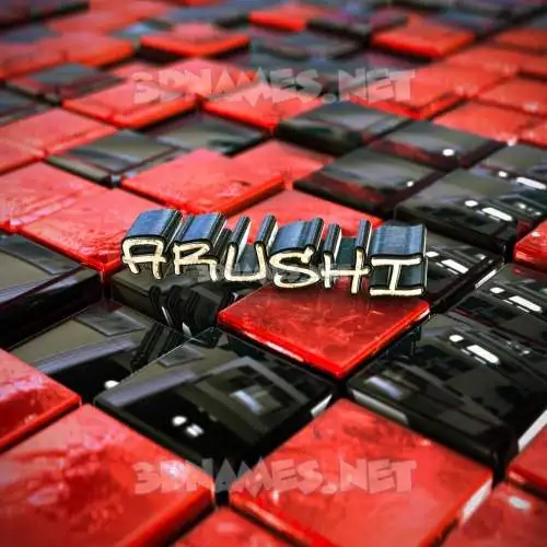 arushi in Red Checkered style - 3D name wallpaper