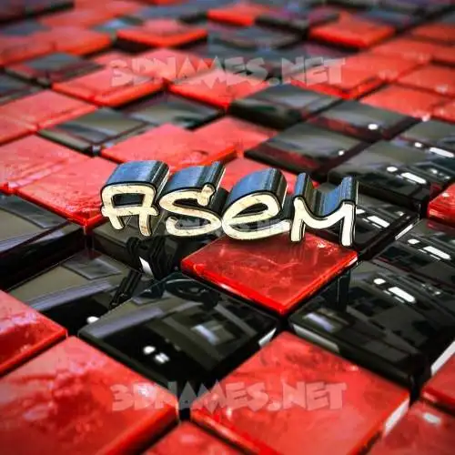 asem in Red Checkered style - 3D name wallpaper