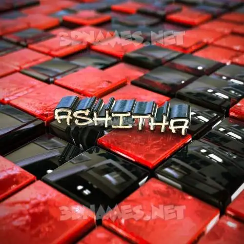 ashitha in Red Checkered style - 3D name wallpaper