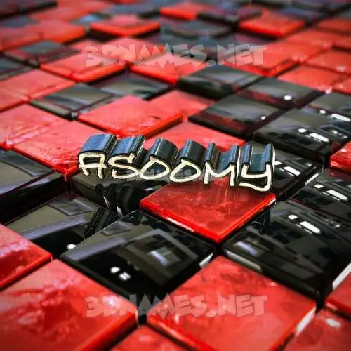 asoomy in Red Checkered style - 3D name wallpaper