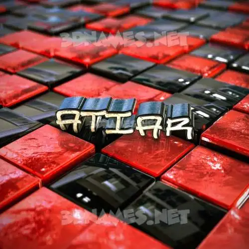 atiar in Red Checkered style - 3D name wallpaper