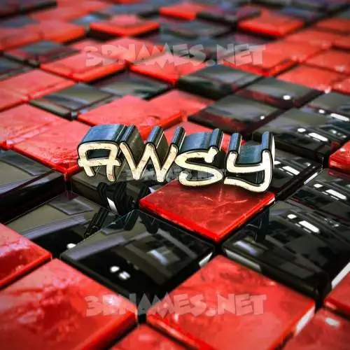awsy in Red Checkered style - 3D name wallpaper