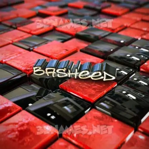 basheed in Red Checkered style - 3D name wallpaper