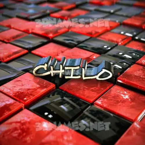 chilo in Red Checkered style - 3D name wallpaper