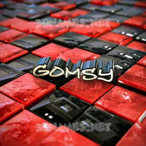 gomsy in Red Checkered style - 3D name wallpaper
