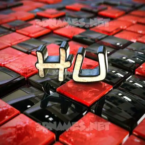 hu in Red Checkered style - 3D name wallpaper hu in Red Checkered style - 3D name wallpaper