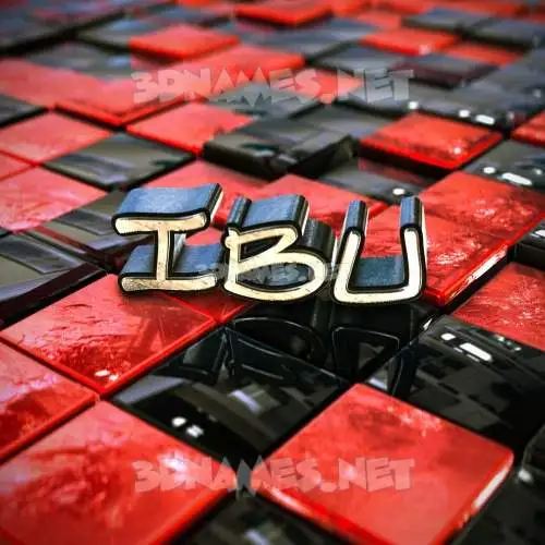 ibu in Red Checkered style - 3D name wallpaper