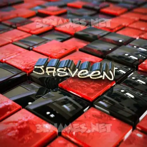 jasveen in Red Checkered style - 3D name wallpaper