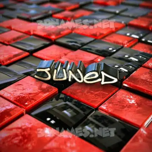 juned in Red Checkered style - 3D name wallpaper