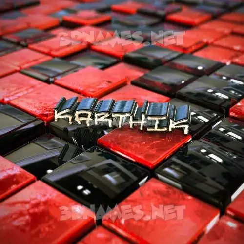 karthik in Red Checkered style - 3D name wallpaper