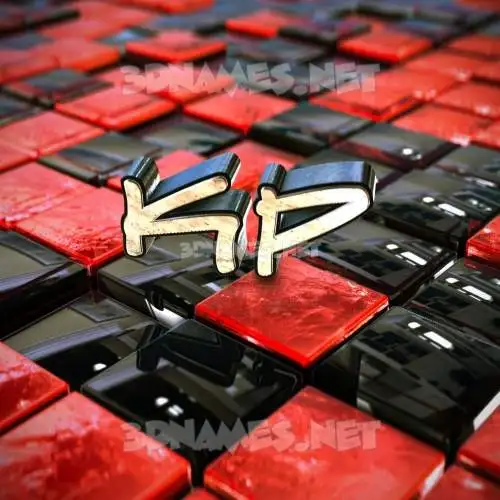 kp in Red Checkered style - 3D name wallpaper
