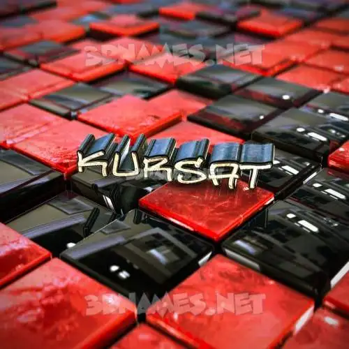 kursat in Red Checkered style - 3D name wallpaper
