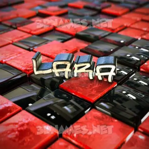 lara in Red Checkered style - 3D name wallpaper
