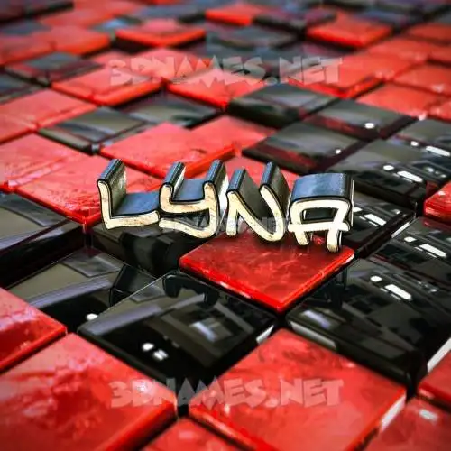 lyna in Red Checkered style - 3D name wallpaper