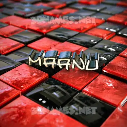 maanu in Red Checkered style - 3D name wallpaper