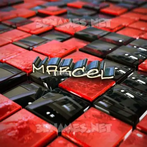 marcel in Red Checkered style - 3D name wallpaper