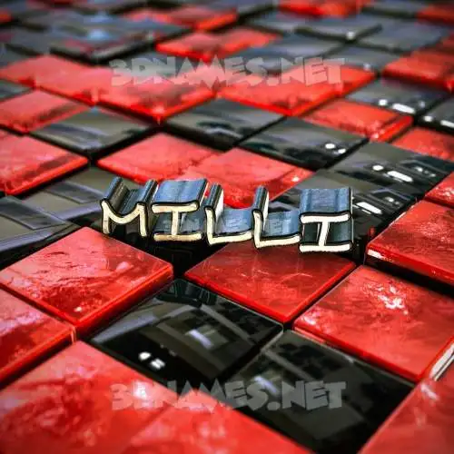 milli in Red Checkered style - 3D name wallpaper