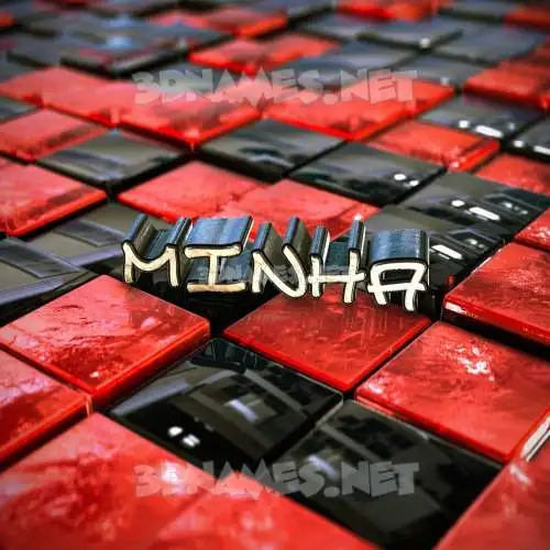 minha in Red Checkered style - 3D name wallpaper minha in Red Checkered style - 3D name wallpaper