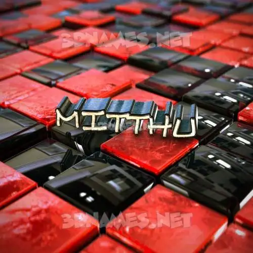 mitthu in Red Checkered style - 3D name wallpaper