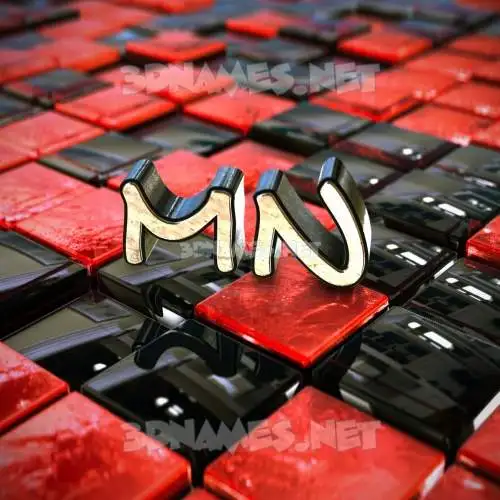 mn in Red Checkered style - 3D name wallpaper