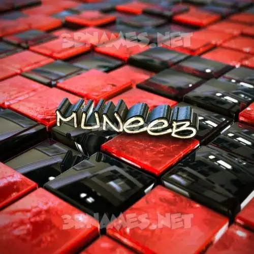 muneeb in Red Checkered style - 3D name wallpaper