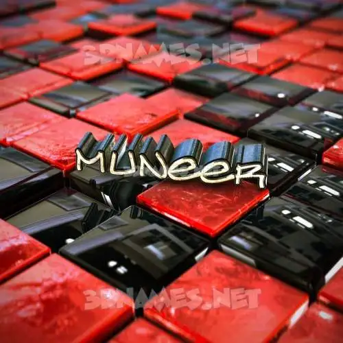 muneer in Red Checkered style - 3D name wallpaper