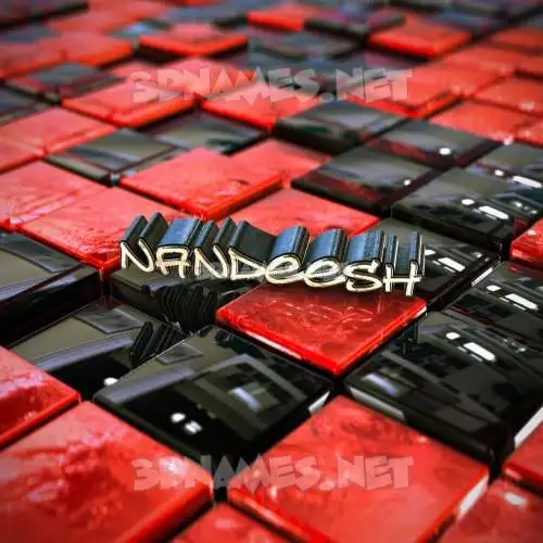 nandeesh in Red Checkered style - 3D name wallpaper