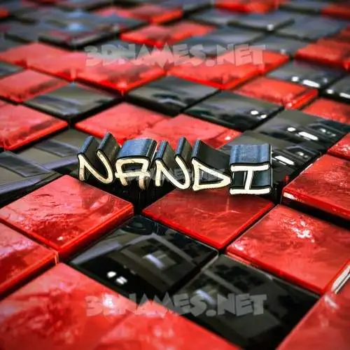 nandi in Red Checkered style - 3D name wallpaper