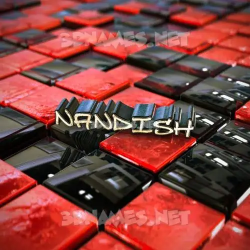 nandish in Red Checkered style - 3D name wallpaper
