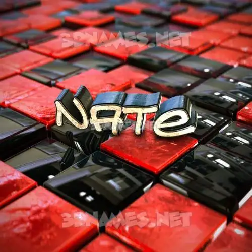 nate in Red Checkered style - 3D name wallpaper