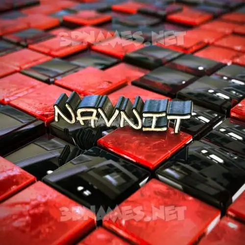 navnit in Red Checkered style - 3D name wallpaper