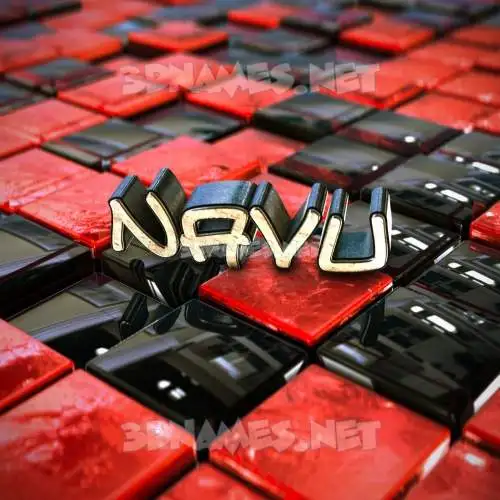 navu in Red Checkered style - 3D name wallpaper