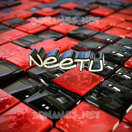 neetu in Red Checkered style - 3D name wallpaper
