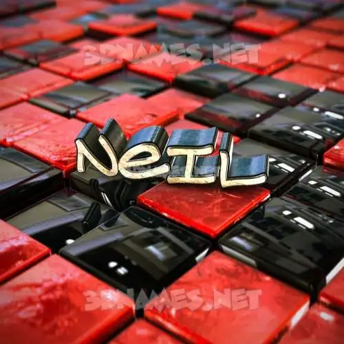 neil in Red Checkered style - 3D name wallpaper